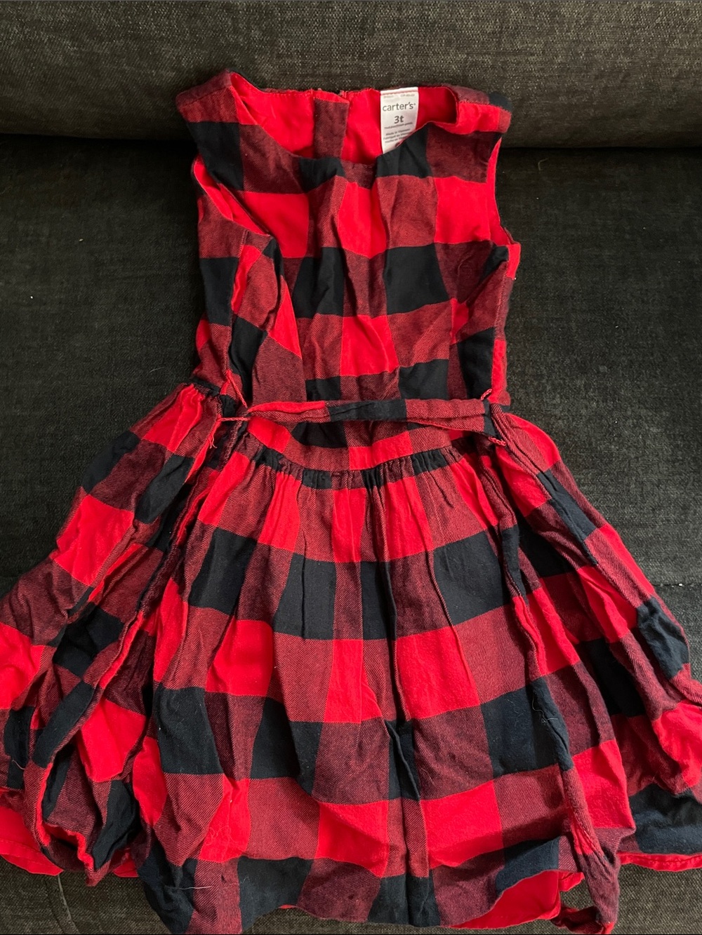 Carter's Red and Black Buffalo Plaid Sleeveless Girls Dress